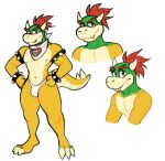  3_toes aged_up anthro bowser_jr. bracelet bulge clothing colored_sketch elfein fangs feet green_body green_scales hair hi_res horn jewelry koopa male mario_bros model_sheet nintendo red_eyes red_hair scales scalie scarf sketch solo spiked_bracelet spikes teeth thong toes underwear white_body white_scales yellow_body yellow_scales 