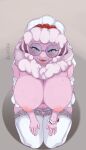  absurd_res accessory anthro big_breasts bovid bracelet breasts caprine cleavage clothed clothing eyewear female flaaffy flower flower_in_hair freckles front_view fur generation_2_pokemon glasses hair hair_accessory hi_res huge_breasts jewelry kneeling legwear looking_at_viewer mammal neck_tuft nintendo nipples pink_body pink_fur plant pokemon pokemon_(species) rose_(flower) round_glasses skulkers slightly_chubby solo stockings tuft white_hair 
