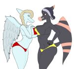  2023 alpha_channel anthro big_breasts bikini black_hair blonde_hair braided_hair breast_squish breasts breasts_frottage claws cleavage clothed clothing curvaceous curvy_figure digital_drawing_(artwork) digital_media_(artwork) dinosaur duo elbow_feathers eyelashes feathered_wings feathers female fingers goodbye_volcano_high grey_body grey_hair grey_highlights grey_scales hair hand_on_hip hand_on_own_hip hi_res highlights_(coloring) hourglass_figure mature_anthro mature_female multicolored_body multicolored_hair multicolored_scales open_mouth orange_body orange_scales pterodactylus pterosaur red_eyes reptile sabah_(gvh) samantha_(snoot_game) scales scalie sharp_teeth short_hair short_tail side_boob simple_background skimpy skimpy_bikini small_waist smile snoot_game_(fan_game) snout sodawave_(artist) squish swimwear tail teeth thick_thighs transparent_background two_tone_body two_tone_hair two_tone_scales under_boob voluptuous wide_hips wings 