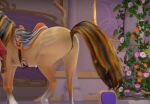  equid equine female hair horn horse mammal multicolored_hair multicolored_tail rush(unicorn_academy) saddle screencap_edit solo tail tenebrisnoctus unicorn_academy 