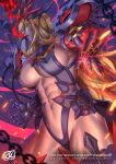  1girl abs armor artist_name barghest_(fate) biceps blonde_hair breasts chain english_text fate/grand_order fate_(series) from_below from_side gauntlets green_eyes highres huge_breasts muscular muscular_female pauldrons phoebus_art shoulder_armor solo 