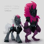  1:1 alternate_species anoraknr armor blue_eyes clothing english_text equid equine fangs female friendship_is_magic hasbro hooves horse male mammal mask my_little_pony my_little_pony:_the_movie_(2017) pony storm_king_(mlp) teeth tempest_shadow_(mlp) text yeti 