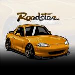  car chris_ilst eunos_roadster highres mazda motor_vehicle no_humans orange_car original sports_car stance_(vehicle) vehicle_focus vehicle_name zoom_layer 