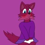  absurd_res anthro blue_eyes bottomwear canid canine clothed clothing clothing_lift fox fur hi_res male mammal panties red_body red_fur shirt skirt skirt_lift sydney_the_fox_(artist) sydney_the_fox_(character) topwear underwear 