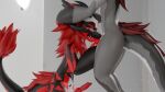  anthro anthro_on_anthro balls blender_(software) duo erection fellatio fur genitals hi_res kneeling knot male male/male nude oral penile penis raised_tail red_body red_eyes red_fur red_penis sex tail unfinished_version wickerbeast 