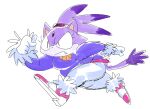 action_pose anarchoblues anthro belly biped blaze_the_cat breasts clothed clothing domestic_cat eyelashes fangs felid feline felis female footwear frown fur hair high_heels mammal medium_breasts overweight overweight_anthro overweight_female ponytail pose purple_body purple_fur running sega side_view simple_background solo sonic_the_hedgehog_(series) teeth white_background 