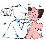 &lt;3 2022 ambiguous_gender animate_inanimate anthro blush clefairy dialogue digital_drawing_(artwork) digital_media_(artwork) duo english_text female flirting fur generation_1_pokemon hair happy hi_res namesloo nintendo open_mouth pillow pink_body pink_fur pink_hair pokemon pokemon_(species) puffle(names_loo) shaded simple_background smile text tongue trans_(lore) treble_starcrush white_body wings 
