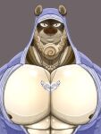  abs anthro bear big_breasts breasts clothed clothing hi_res hood hoodie jewelry male mammal necklace nipples open_clothing open_topwear pectoral_bulge prick_ears ryanburr solo topwear ursine 