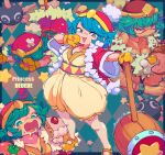  1girl angry argyle argyle_background barefoot blue_eyes blue_hair bodypaint boned_meat breasts cake character_name chest_sarashi cleavage crossed_legs eating english_commentary facepaint falling fang food fur_trim genderswap genderswap_(mtf) gordo hammer holding holding_food holding_hammer huge_weapon king_dedede kirby_(series) kirby_and_the_forgotten_land looking_at_viewer mary_janes maxim_tomato meat medium_breasts ojou-sama_pose open_clothes open_mouth open_robe panties pantyhose print_obi red_eyes red_headwear red_panties red_robe robe sarashi shoes short_hair spiked_anklet star-shaped_pupils star_(symbol) starmilk strawberry_shortcake symbol-shaped_pupils triangle_print underwear weapon yellow_bloomers yellow_footwear yellow_mittens yellow_pantyhose 