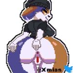  anthro anus anus_expansion big_butt breasts butt ear_piercing epic_games expansion felid feline female female/female fortnite goth hand_on_butt lewd_face looking_at_viewer looking_back mammal meow_skulls_(fortnite) piercing presenting presenting_hindquarters solo xmias 