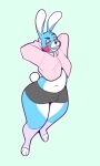  anthro blush bulge clothed clothing five_nights_at_freddy&#039;s five_nights_at_freddy&#039;s_2 fur hi_res lagomorph leg_warmers legwear leporid looking_at_viewer male mammal partially_clothed paulmcbuzz rabbit scottgames simple_background solo tail toy_bonnie_(fnaf) 