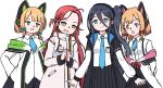  +_+ 4girls :3 :d animal_ear_headphones animal_ears aris_(blue_archive) black_hair black_hairband black_skirt blonde_hair blue_archive blue_bow blue_eyes blue_necktie bow cat_ear_headphones commentary english_commentary fake_animal_ears forehead game_development_department_(blue_archive) green_eyes hair_between_eyes hair_bow hairband headphones heads-up_display highres jacket jitome long_hair long_sleeves looking_at_another looking_at_viewer low_tied_sidelocks midori_(blue_archive) momoi_(blue_archive) multiple_girls necktie open_clothes open_jacket own_hands_together pink_bow pleated_skirt red_hair ringed_eyes siblings sisters skirt sleeves_past_fingers sleeves_past_wrists smile smug standing template thighhighs upper_body very_long_hair white_background xandier59 yuzu_(blue_archive) 