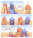  absurd_res approach blush buizel duo female generation_4_pokemon giggle head_grab hi_res male male/female nintendo pokemon pokemon_(species) pokemon_mystery_dungeon riolu walking xael_the_artist 