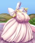  bandai_namco big_breasts blonde_hair breasts cleavage clothed clothing cosplay crown digimon digimon_(species) female glinda_(oc) gown hair headgear hi_res huge_breasts humanoid hyper hyper_breasts ladydevimon marauder6272 solo wand wings 