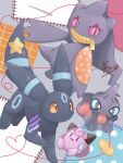 &lt;3 3_fingers 3_toes ambiguous_gender banette black_body black_eyes black_fur black_inner_ear blue_sclera button_(fastener) eeveelution feet feral fingers floating fur generation_2_pokemon generation_3_pokemon grey_background group hi_res komunyan looking_at_another looking_at_viewer monotone_body monotone_fur multicolored_body nintendo open_mouth patch_(fabric) poke_doll pokemon pokemon_(species) red_sclera sewing_needle shiny_pokemon shuppet signature simple_background star stitch_(sewing) string toes tongue tongue_out two_tone_body umbreon white_background yellow_eyes yellow_sclera 