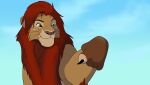  animated animated_png arm_tuft blue_sky brown_eyebrows brown_mane brown_nose cel_shading claws claws_out disney elbow_tuft eyebrows felid feral flirting green_eyes lion lynxbrush male mammal mane meddy_(tarnik) pantherine pink_ears quadruped red_mane shaded simple_background sky solo tarnik the_lion_king tuft whiskers 