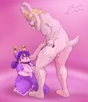  anthro areola asgore_dreemurr backsack balls bovid brad&#039;s_collective breasts caprine catanddog36 clown collar digital_media_(artwork) duo erection eyebrows female front_view fur genitals goat gynomorph hair holding_leash holding_object horn intersex intersex/male kneeling kneeling_on_ground leash leashed_collar long_ears male mammal micropenis navel nipples nude open_mouth overweight overweight_female penis plantigrade rear_view sagging_breasts short_tail signature simple_background small_penis standing tail touching_face trans_(lore) undertale_(series) 