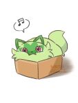  animal_focus artist_name box cardboard_box closed_mouth full_body highres himeda_akira in_box in_container looking_at_viewer musical_note no_humans pokemon pokemon_(creature) simple_background smile solo speech_bubble spoken_musical_note sprigatito watermark white_background 