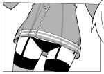  1girl amatsukaze_(kancolle) ataru_(ataru-littlebird) dress garter_straps greyscale head_out_of_frame kantai_collection long_sleeves lower_body monochrome panties see-through see-through_dress side-tie_panties solo thighhighs underwear 