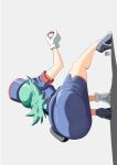  1girl ass automatic_giraffe green_hair hat high_heels highres jenny_(pokemon) pokemon police police_hat police_uniform policewoman solo thighs uniform 