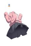  1girl black_skirt bocchi_the_rock! boku_no_hero_academia commentary cube_hair_ornament english_commentary gotou_hitori hagakure_tooru hair_ornament hands_up highres hinghoi invisible jacket miniskirt pink_jacket pleated_skirt school_uniform simple_background skirt solo white_background 