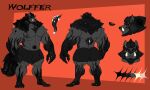  black_hair canid canine canis color_swatch demondragoncyan hair hi_res male mammal model_sheet muscular muscular_male nipples simple_background solo text wolf wolffer_(wolfferon) 