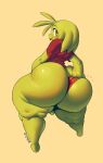  alien anthro anus balls big_butt butt clothing eldiipiid genitals girly green_body hair hi_res huge_butt jay_(sqoon) male puwa red_eyes simple_background solo spread_anus spread_butt spreading thick_thighs wide_hips 