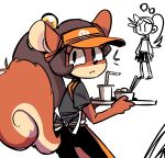 absurd_res apron beverage clothing employee_uniform female food hi_res jenny_(peargor) mammal peargor rodent sciurid solo squirrel_tail straw tray tree_squirrel 