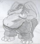  2006 anthro belly big_belly big_breasts big_butt black_border border bottomwear breasts butt clothed clothing elephant elephantid female graphite_(artwork) hair huge_belly huge_breasts huge_butt huge_thighs hyper_ears jumba_(kazecat)_(original_design) kazecat mammal navel obese obese_anthro obese_female overweight overweight_anthro overweight_female pencil_(artwork) proboscidean proboscis_(anatomy) simple_background solo thick_thighs topwear traditional_media_(artwork) trunk_(anatomy) wide_hips 