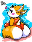  &lt;3 aggretsuko anthro big_breasts big_butt black_eyes blush breasts butt clothing deer english_text female hi_res horn huge_breasts huge_butt mammal orange_body sanrio scut_tail short_tail solo swimwear tail text thedeathcrow05 tsunoda_(aggretsuko) 