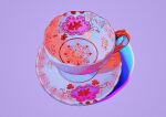  absurdres art_study commentary cup english_commentary highres meyoco no_humans original purple_background saucer simple_background still_life teacup 