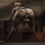  3d_(artwork) animal_humanoid arthropod arthropod_humanoid bent_over big_butt big_penis butt clothing deepspacebug digital_media_(artwork) exoskeleton genitals half-closed_eyes hi_res hiver humanoid insect kenshi lo-fi_games looking_at_viewer looking_back male mammal narrowed_eyes penis presenting presenting_hindquarters rear_view solo thick_thighs thong tongue tongue_out underwear 