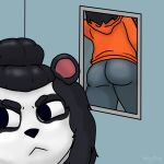  anthro bear big_butt butt dani_(golde) giant_panda heydaysfm looking_away male mammal mirror mirror_reflection mirror_selfie reflection selfie solo 