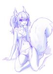  2023 ami_(oonami) anthro blue_and_white bow_panties clothing eurasian_red_squirrel female fluffy fluffy_tail hair hi_res lingerie looking_at_viewer mammal monochrome oonami open_mouth panties rodent sciurid solo tail tree_squirrel underwear 