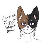  anthro calico_cat domestic_cat eyebrows felid feline felis female fluffy fur hi_res jasmine_miracle mammal multicolored_body multicolored_fur pink_nose purple_eyes smile solo tuft tufted_ears white_eyebrows 