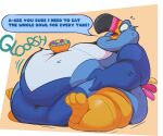  1:1 2023 anthro avian beak belly big_belly bird bowl cereal cereal_bowl container deep_navel dialogue feathers food froot_loops holding_belly kellogg&#039;s male mascot morbidly_obese morbidly_obese_anthro morbidly_obese_male navel nude obese obese_anthro obese_male open_mouth overweight overweight_anthro overweight_male sharkvore sitting sloshing_belly solo sound_effects speech_bubble text toucan toucan_sam wide_eyed 
