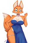  2023 3:4 absurd_res anthro artist_name bare_shoulders big_breasts bracelet breasts canid canine cheek_tuft chest_tuft cleavage clothed clothing diane_foxington dreamworks dress eyebrow_piercing eyebrows eyelashes facial_piercing facial_tuft female fox fully_clothed fur green_eyes hand_on_hip hi_res inner_ear_fluff jewelry legband mammal morris_(artist) multicolored_body multicolored_fur necklace orange_body orange_fur piercing pink_nose simple_background smile solo strapless_clothing strapless_dress teeth the_bad_guys thighband tuft two_tone_body two_tone_fur white_background white_body white_fur 