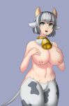  absurd_res animal_ears animal_humanoid animal_tail areola bell bell_collar big_breasts bovid bovid_humanoid bovine bovine_humanoid breasts cattle_humanoid chest_tuft collar enzea featureless_crotch female fur green_eyes grey_body grey_fur grey_hair grey_spots hair hand_on_chest hi_res holstaur_(mge) holstaurus horn huge_breasts humanoid mammal mammal_humanoid monster_girl_(genre) monster_girl_encyclopedia multicolored_hair nipples open_mouth pink_areola pink_nipples purple_background short_hair simple_background solo spots tan_body tan_skin thick_thighs tuft two_tone_hair wide_hips 