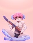  amputee anthro areola bovid breasts caprine cybernetics cyborg demon digital_media_(artwork) dildo disability fan_character female gun hair hi_res holding_object holding_weapon horn looking_at_viewer machine mammal mycrys nipples pink_hair prosthetic prosthetic_leg prosthetic_limb ranged_weapon sex_toy sheep sheva_a._lisa simple_background sitting smile solo tagme weapon yellow_eyes 