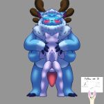  balls blue_body blush canid canine demi_owo duo erection fox genitals hair hi_res league_of_legends male male/male mammal nude penis riot_games simple_background size_difference willump_(lol) yeti 