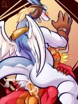  anal anal_penetration anthro anus armor balls blonde_hair blush bodily_fluids bushiroad butt clothing cowgirl_position cum cum_in_ass cum_inside dragon drill_tail drum_bunker_dragon duo eyes_closed eyewear eyewear_on_head feathered_wings feathers from_front_position future_card_buddyfight genital_fluids genitals gloves goggles goggles_on_head hair handwear headgear headgear_only helmet helmet_only hi_res horn humanoid_genitalia humanoid_penis legendz male male/male male_penetrated male_penetrating male_penetrating_male nude on_bottom on_top penetration penile penile_penetration penis penis_in_ass sex shiron tail teeth ventkazemaru windragon wings 