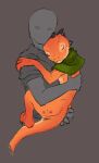  ambiguous_gender anthro carrying_another claws embrace eyes_closed faceless_character faceless_human female_(lore) flamespitter gloves_(marking) hug human kobold larger_human larger_male leg_markings male mammal markings mostly_nude orange_body orange_scales peaches_(flamespitter) scales scalie scarf scarf_only simple_background size_difference smaller_ambiguous smaller_anthro socks_(marking) spikes spikes_(anatomy) 