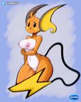  aladeen anthrk big_breasts bodily_fluids breasts female generation_1_pokemon genitals hi_res nintendo nipples nude pokemon pokemon_(species) pussy raichu solo sweat 