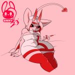 1:1 absurd_res anthro bedroom_eyes belly black_sclera breasts claws demon eyewear female finger_claws fur glasses hair hi_res horn imp latex_thigh_highs long_hair muffin_tops narrowed_eyes needle_(disambiguation) nurse red_eyes seductive sketch spade_tail succubusbnny syringe tail thick_thighs 