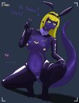 absurd_res alicethedeer anthro blonde_hair breasts clothed clothing digital_media_(artwork) female fully_shaded genitals hair hi_res looking_at_viewer nipples nude pinup pose purple_body pussy reptile scalie simple_background smile solo tail thick_thighs yellow_eyes 