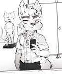 absurd_res ailurid anthro bathroom canid canine canis domestic_dog duo exhibitionism felid feline hi_res humor male male/male mammal max_muffin01 meme nude public_restroom 