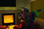  2023 3:2 3d_(artwork) alcohol anthro beverage bioluminescence blue_body blue_fur candle canid canine claws detailed_background digital_media_(artwork) dobbobbington duo female female_on_top finger_claws fire fireplace fox fur furniture glowing green_body green_fur hand_on_butt hand_on_face hi_res inside intimate kissing lamp livingroom male male/female male_on_bottom mammal multicolored_body multicolored_fur narrowed_eyes on_bottom on_top pink_body pink_fur plant plant_pot potted_plant realistic rexouium romantic romantic_ambiance romantic_couple sitting sofa tail television toe_claws watermark wine 