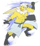  abs anthro clothed clothing fur generation_5_pokemon hair hi_res lofnirv male mammal muscular muscular_anthro muscular_male nintendo pokemon pokemon_(species) samurott simple_background solo teeth 