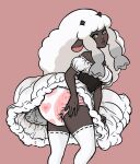  animal_humanoid bovid bovid_humanoid caprine caprine_humanoid clothed clothing clothing_lift dark_body dark_skin diaper diaper_under_clothing dress dress_lift exposed_diaper female floofnfluff frilly frilly_clothing frilly_dress fur generation_8_pokemon hair hi_res horn humanoid legwear looking_at_viewer looking_back mammal mammal_humanoid nintendo pink_nose pokemon pokemon_(species) presenting sheep sheep_ears sheep_humanoid solo standing stockings thigh_highs white_hair wool_(fur) wooloo yellow_eyes 