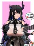  asymmetrical_horns bare_shoulders black_hair blue_hair breasts colored_inner_hair demon_horns fur_trim hair_ornament highres hololive hololive_english horns huge_breasts long_hair meme mole mole_under_eye multicolored_hair nerissa_ravencroft panties red_eyes shiori_novella sweat thong twitter_strip_game_(meme) two-tone_hair underwear virtual_youtuber x_e11e 